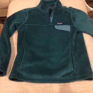 Patagonia fleece teal green button up